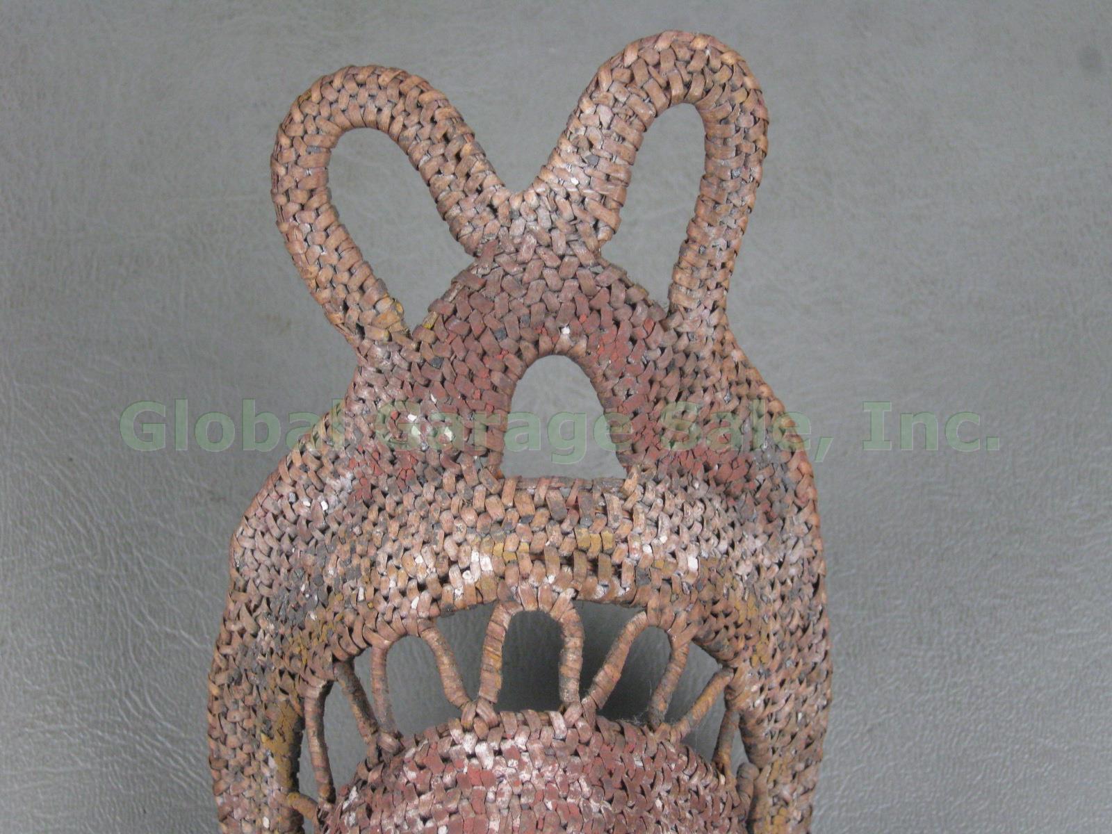 Rare Vtg Antique 9" Woven Yam Fish Spirit Mask Papua New Guinea Sepik River PNG 6