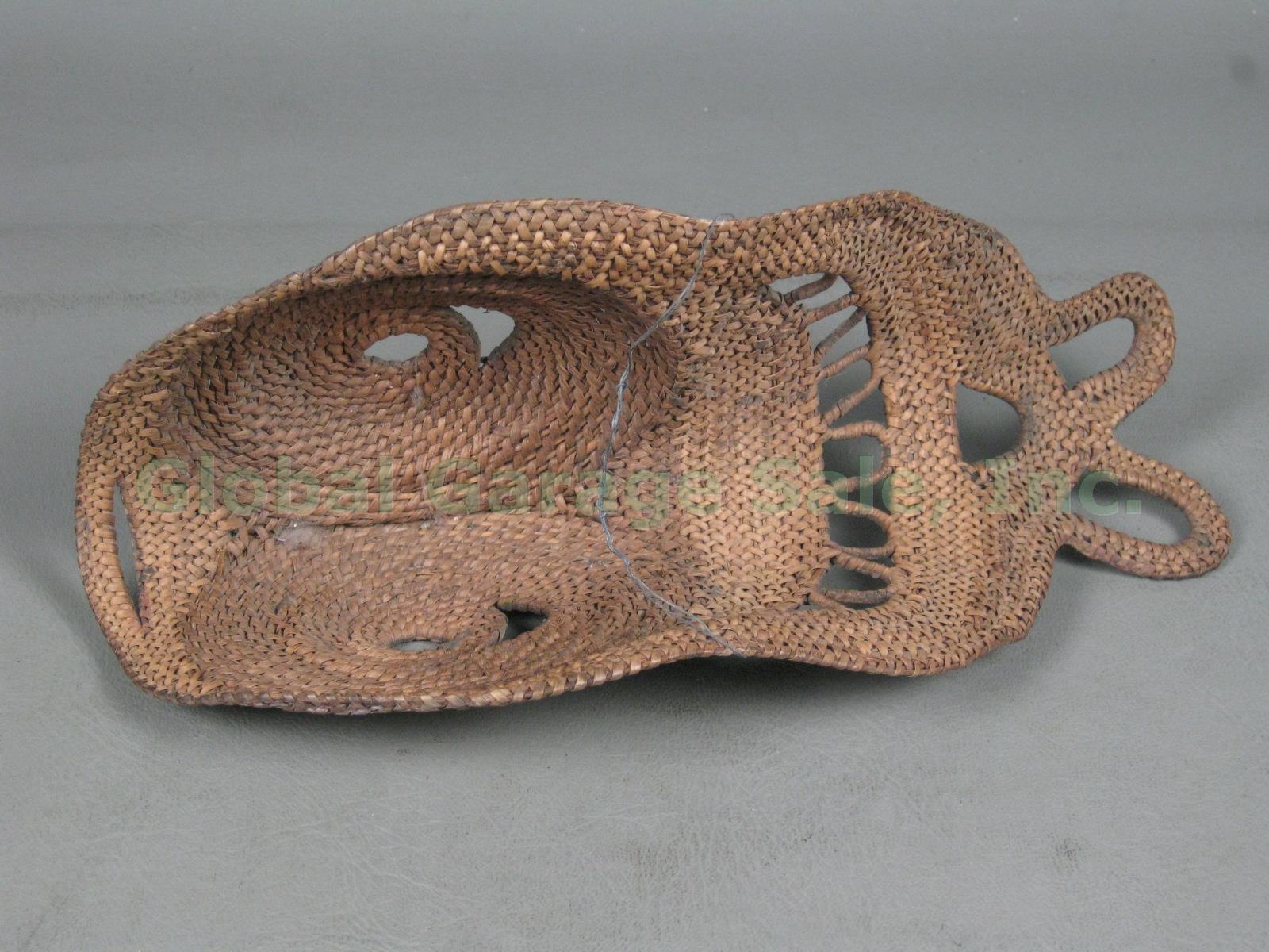 Rare Vtg Antique 9" Woven Yam Fish Spirit Mask Papua New Guinea Sepik River PNG 7