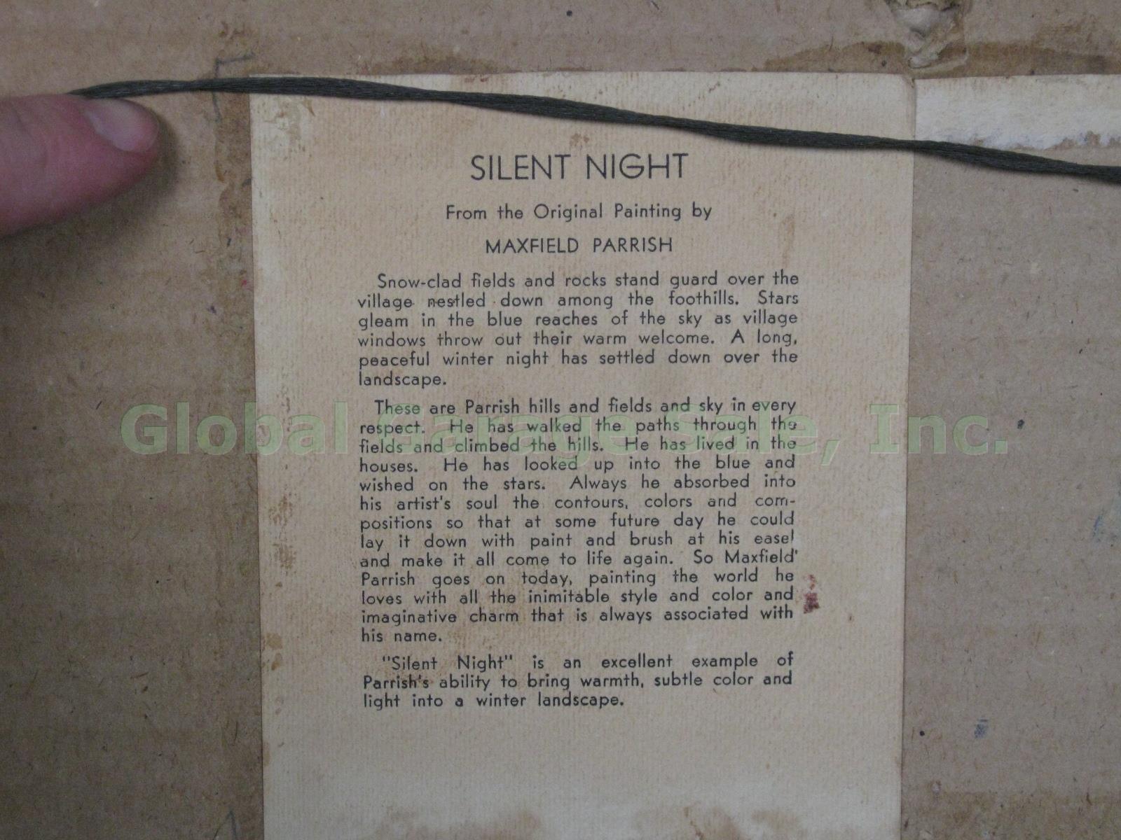 Rare Vtg 1940 Maxfield Parrish Silent Night Framed Print 15" x 13.25" NO RESERVE 6
