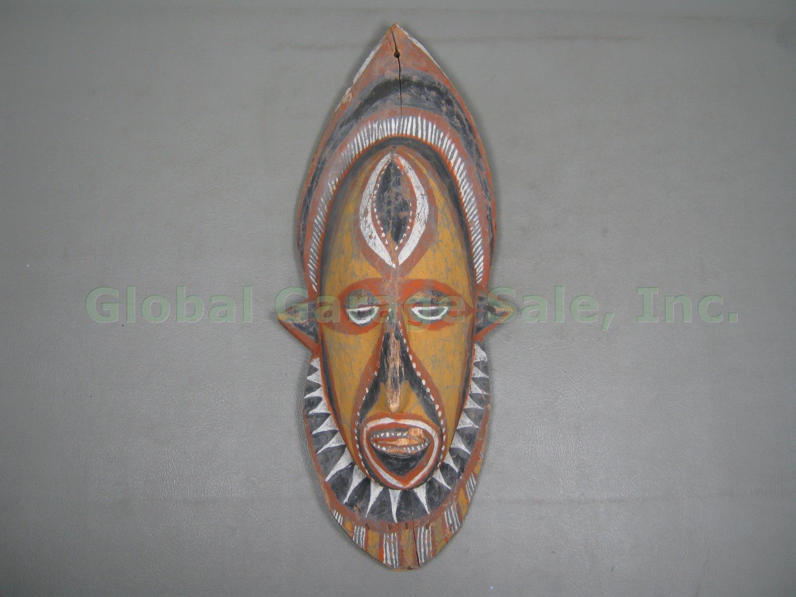 Vtg Papua New Guinea PNG Abelam 19" Yam Mask Hand Carved Wood Natural Pigments