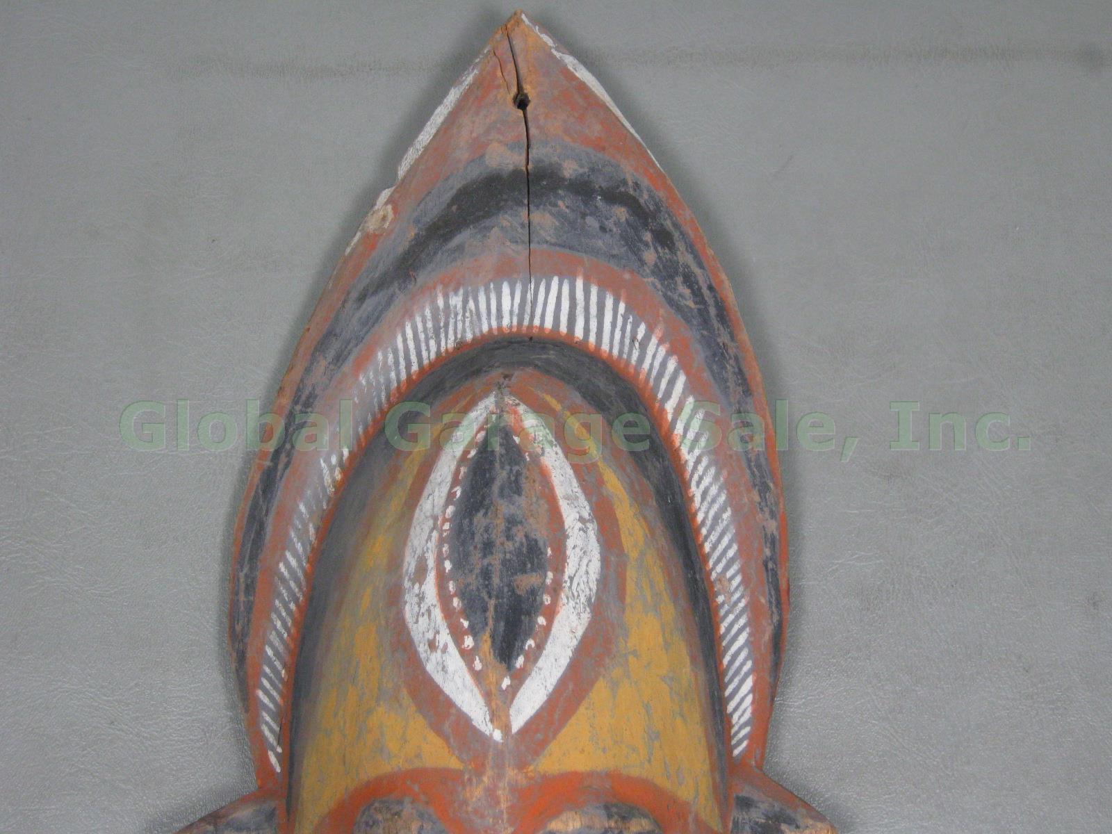 Vtg Papua New Guinea PNG Abelam 19" Yam Mask Hand Carved Wood Natural Pigments 1