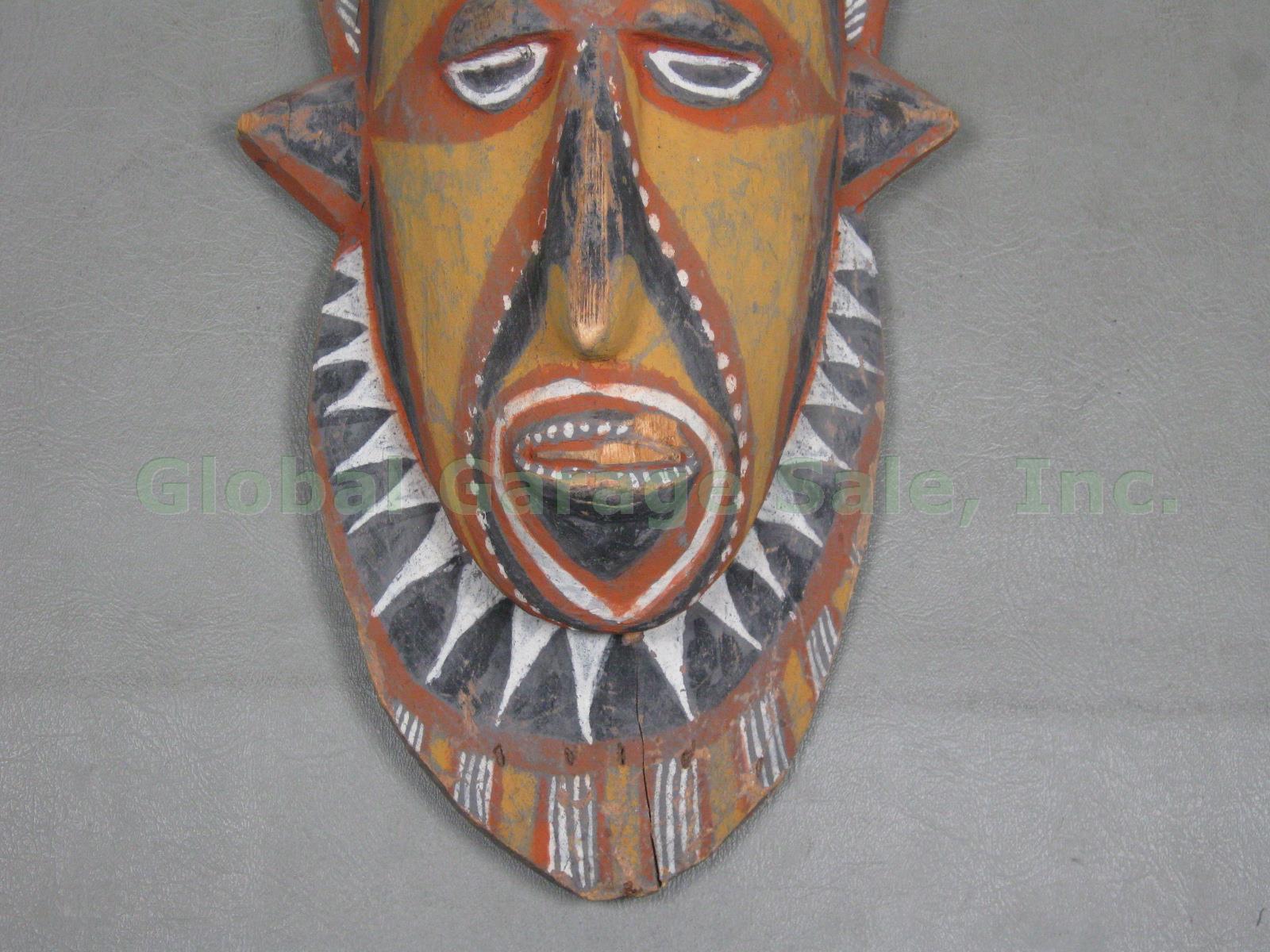 Vtg Papua New Guinea PNG Abelam 19" Yam Mask Hand Carved Wood Natural Pigments 2
