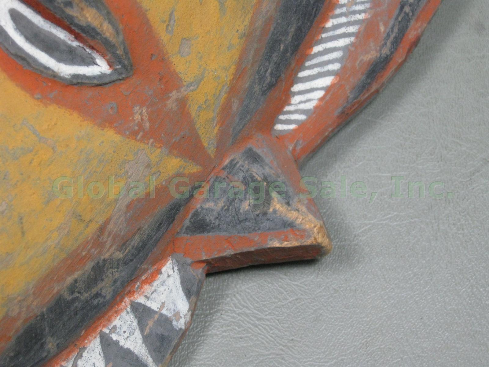 Vtg Papua New Guinea PNG Abelam 19" Yam Mask Hand Carved Wood Natural Pigments 9