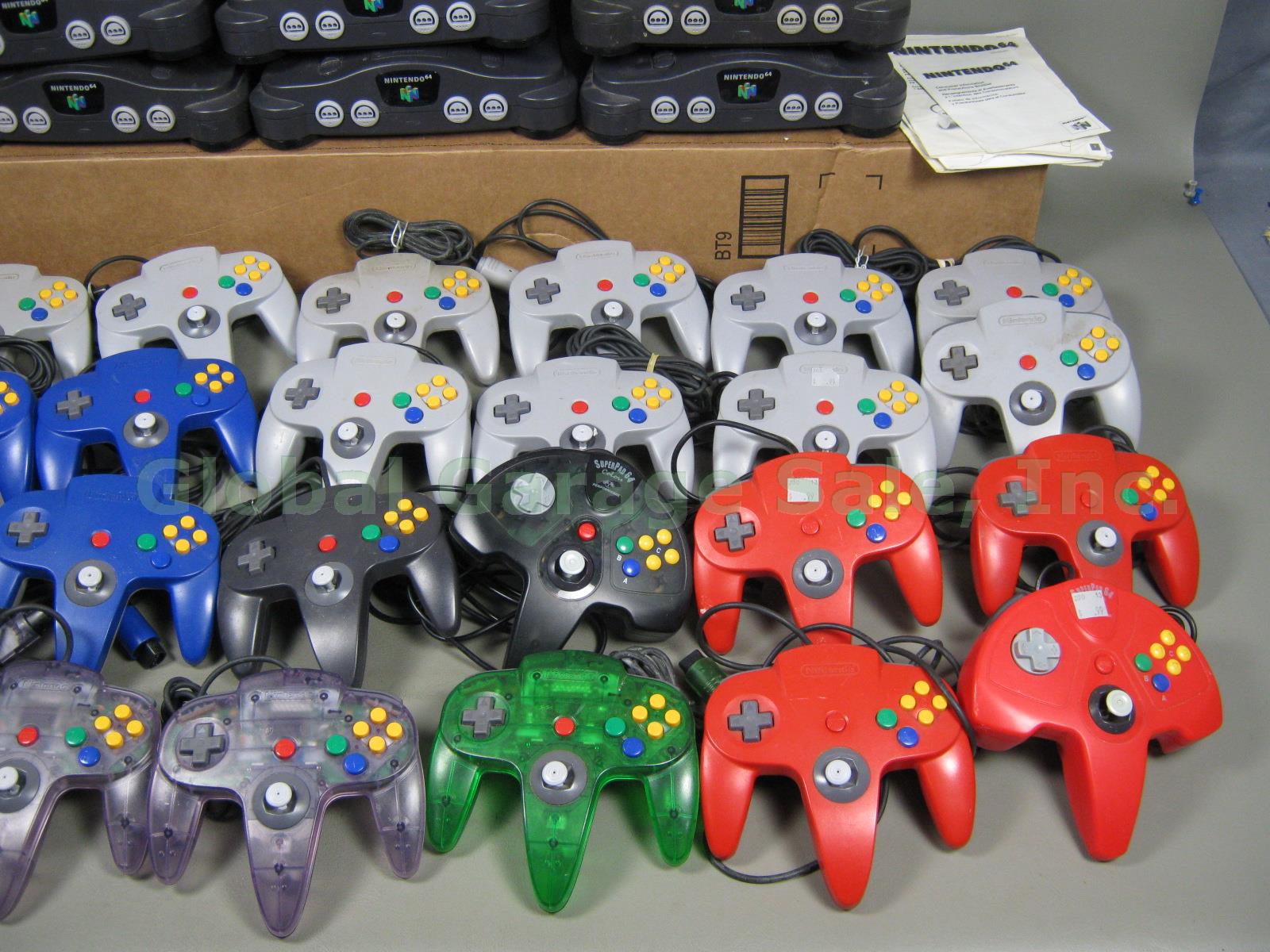 HUGE LOT 9 Nintendo 64 Console Systems 26 Controllers Rumble Pak Memory Card +++ 3