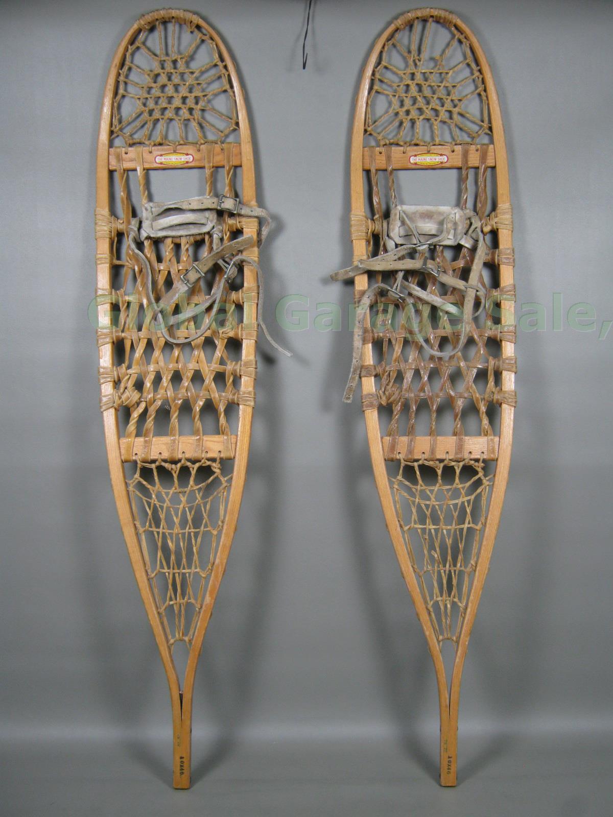 Vtg Antique LL Bean The Maine Wooden Snowshoes 10x46 Made In Freeport Maine NR!!
