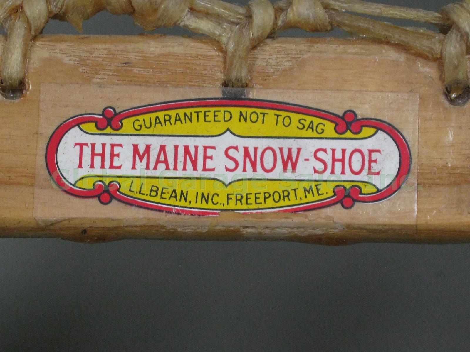 Vtg Antique LL Bean The Maine Wooden Snowshoes 10x46 Made In Freeport Maine NR!! 2
