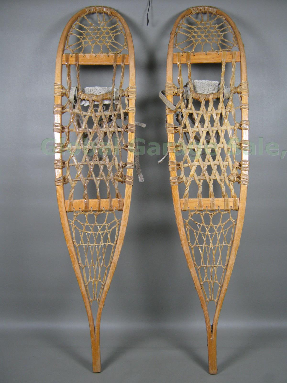 Vtg Antique LL Bean The Maine Wooden Snowshoes 10x46 Made In Freeport Maine NR!! 5