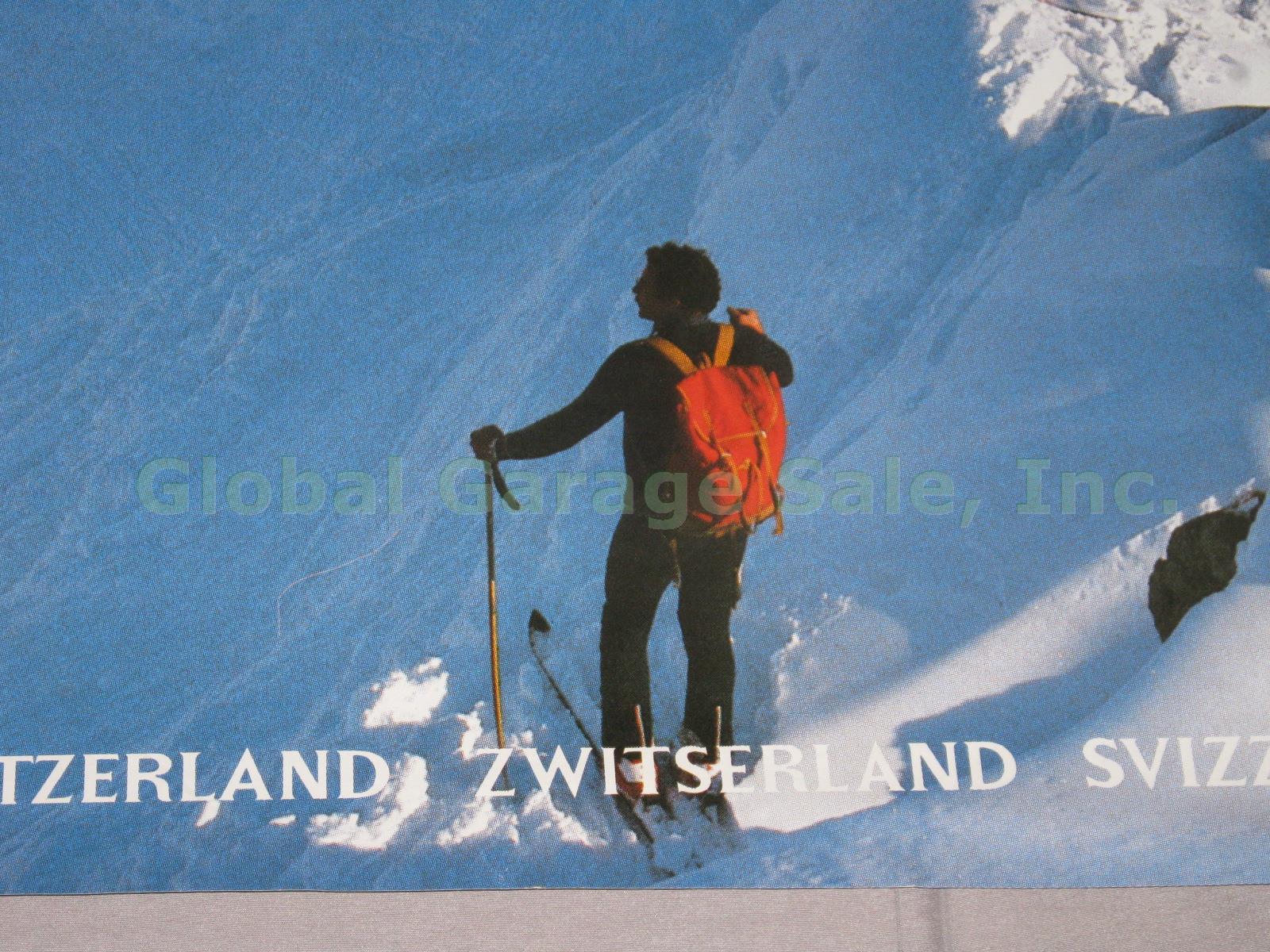 Vtg 1950s Grindelwald First Swissair Travel Ski Poster Fluckiger Switzerland NR! 1