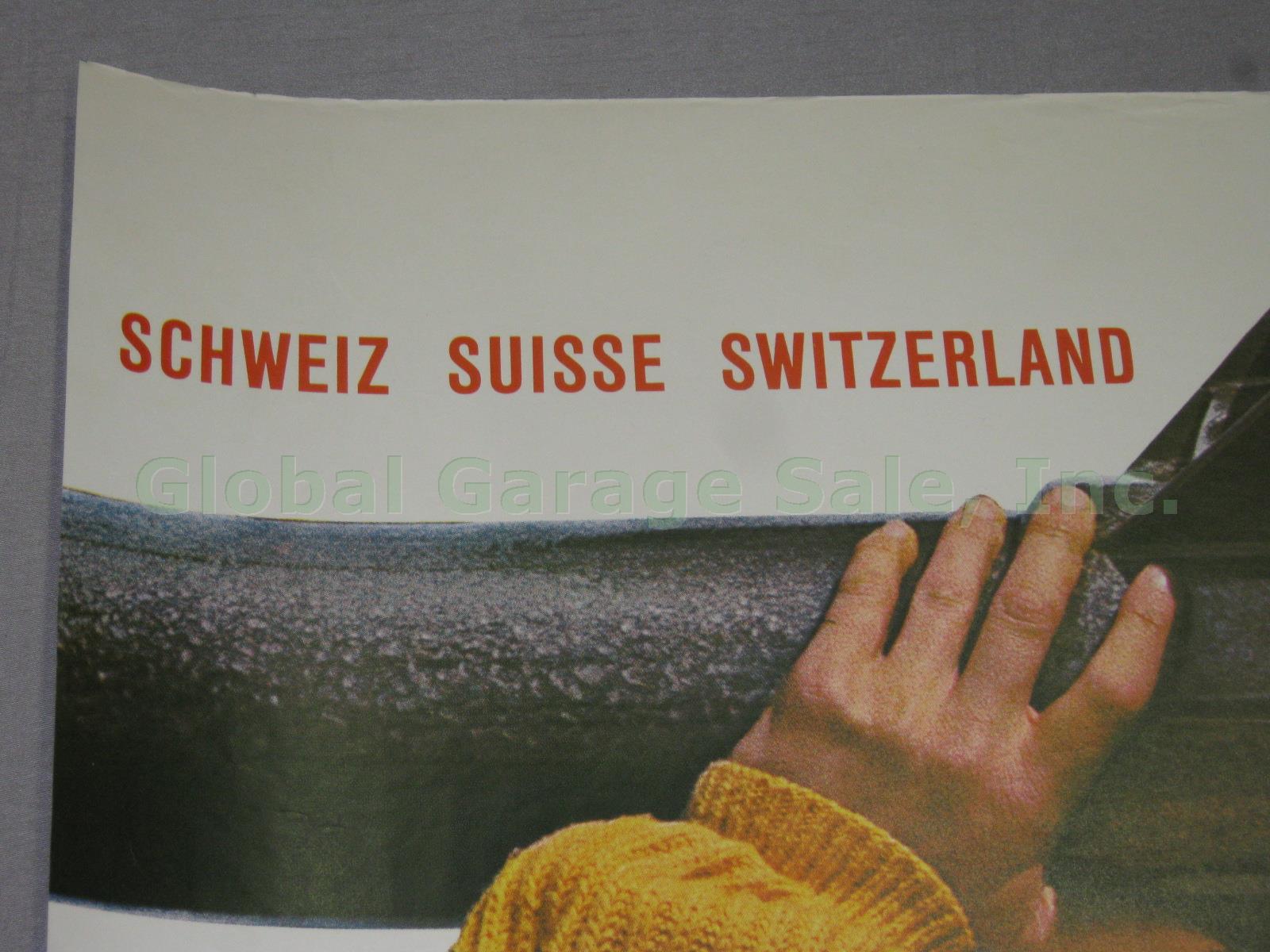 Vtg 1950s Grindelwald First Swissair Travel Ski Poster Fluckiger Switzerland NR! 5