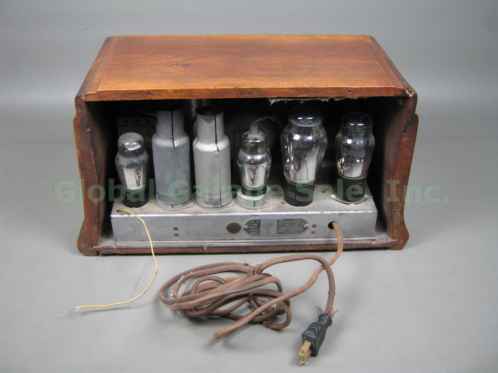 Vtg Antique Zenith Model 705 Wooden Wood Cabinet Vacuum Tube Table Radio 1934 NR 6