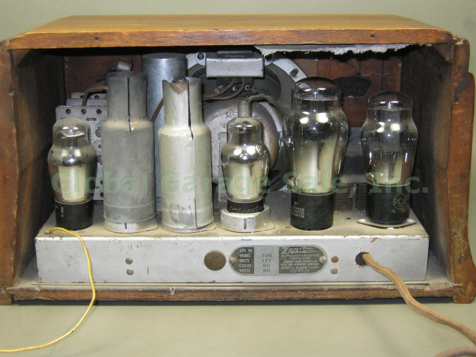 Vtg Antique Zenith Model 705 Wooden Wood Cabinet Vacuum Tube Table Radio 1934 NR 7