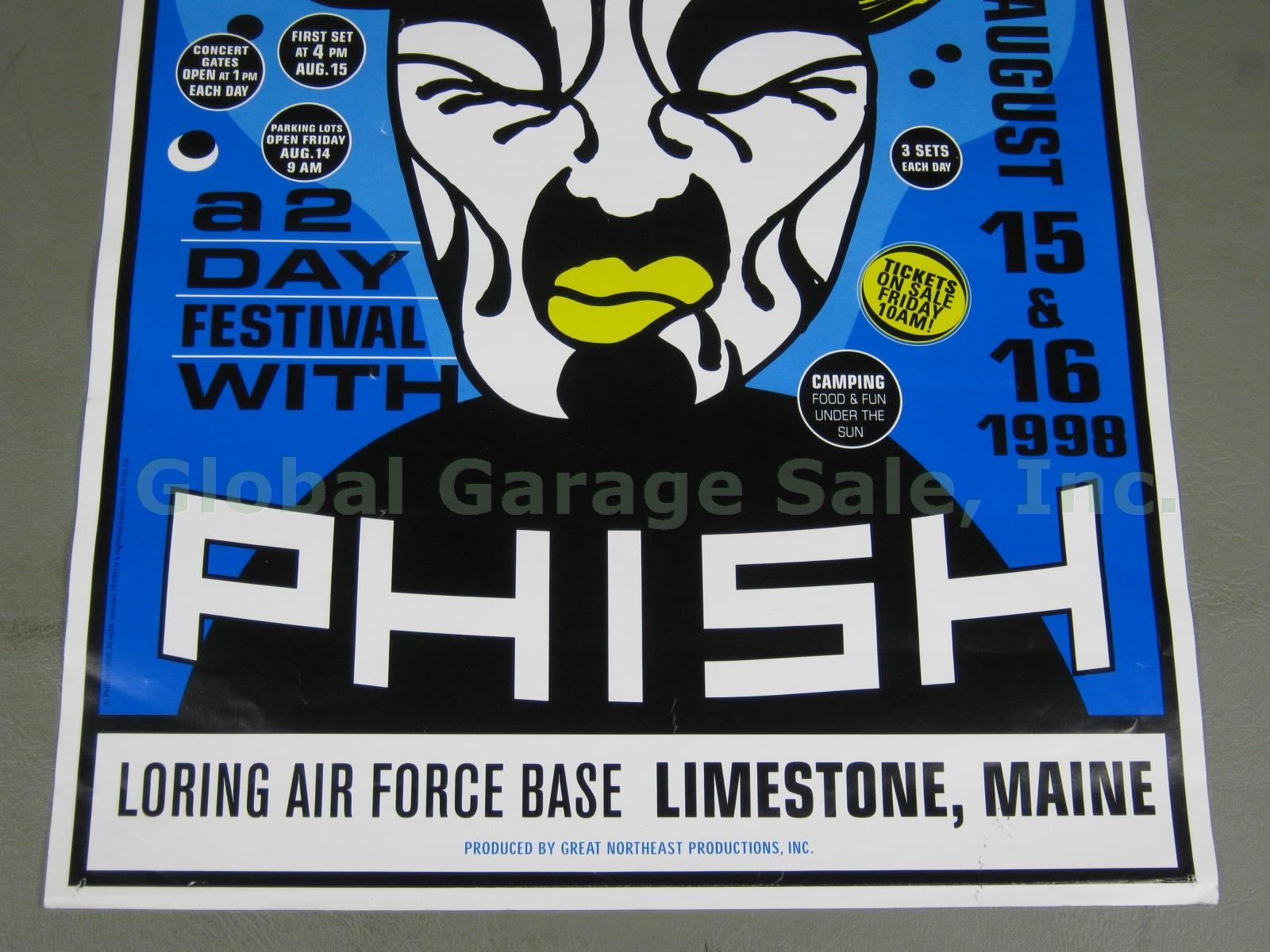 Vtg Original 1998 Phish Lemonwheel Concert Festival Poster Limestone Maine NR! 2