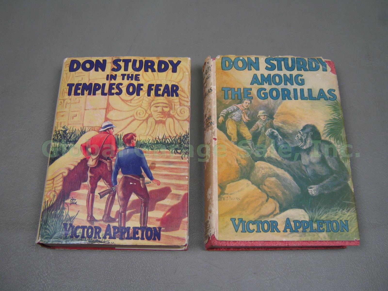 2 Don Sturdy Books W/ DJ In The Temples Of Fear + Among Gorillas Victor Appleton