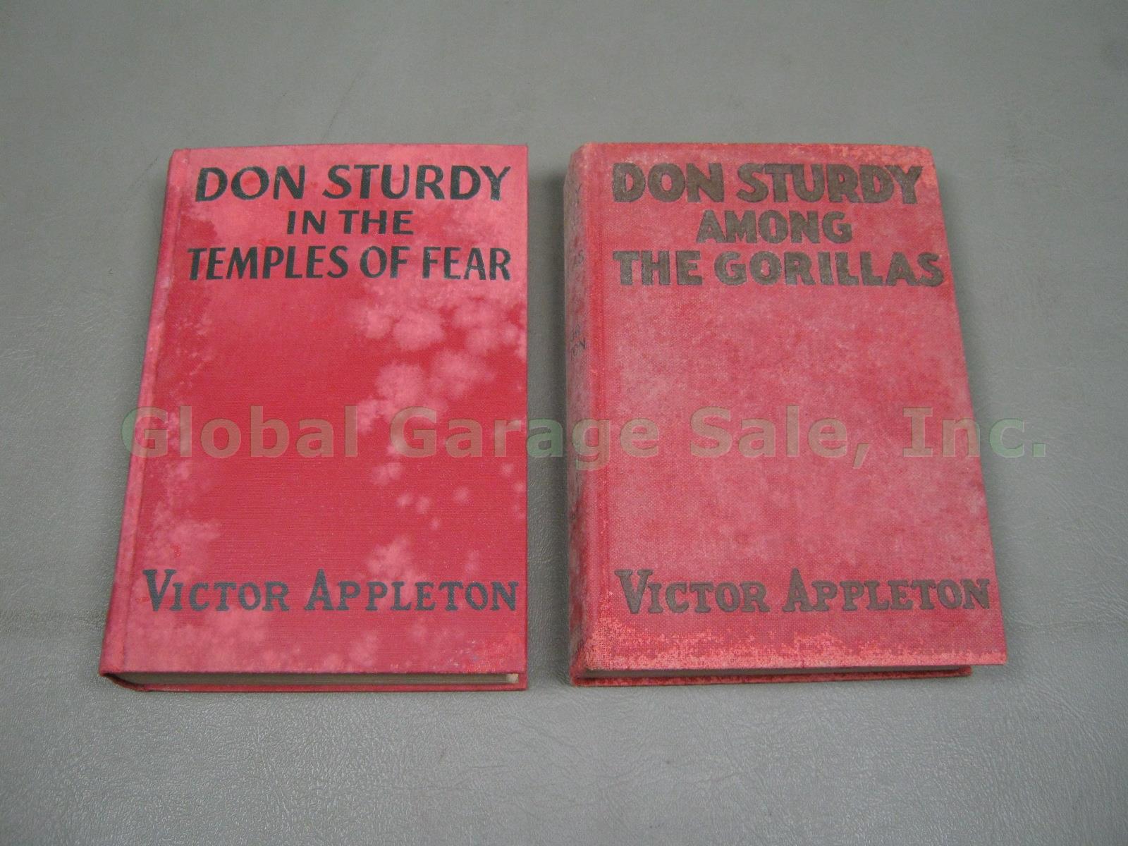 2 Don Sturdy Books W/ DJ In The Temples Of Fear + Among Gorillas Victor Appleton 2