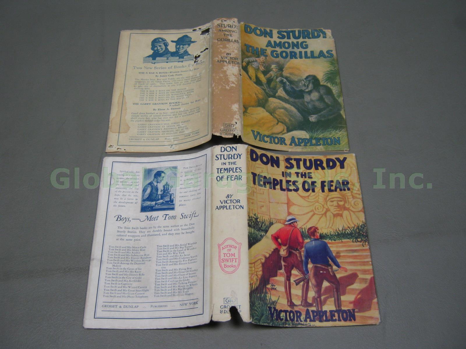 2 Don Sturdy Books W/ DJ In The Temples Of Fear + Among Gorillas Victor Appleton 9