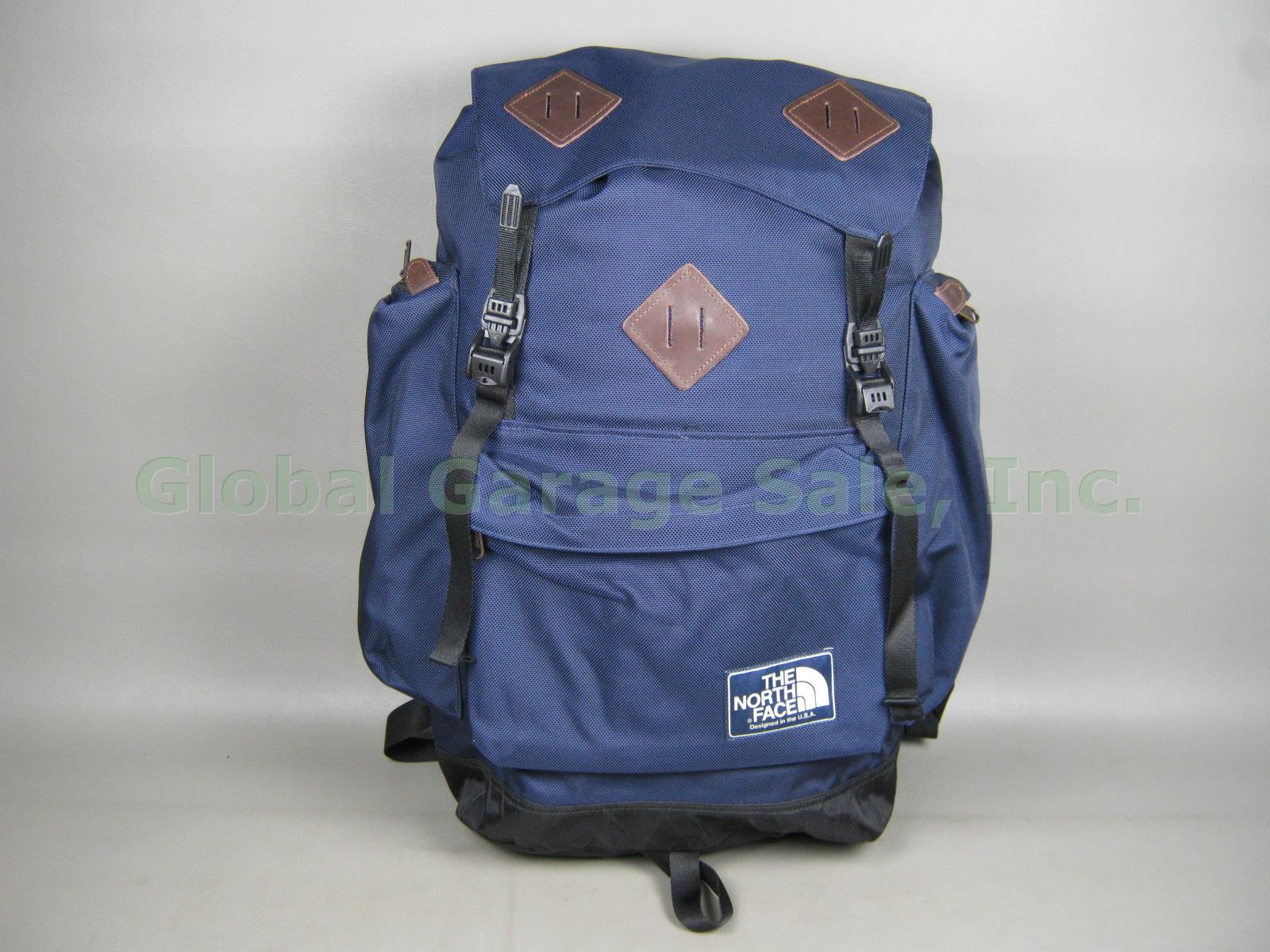 NEW NWOT The North Face Ruck Sack Backpack Daypack Nylon Leather Blue No reserve