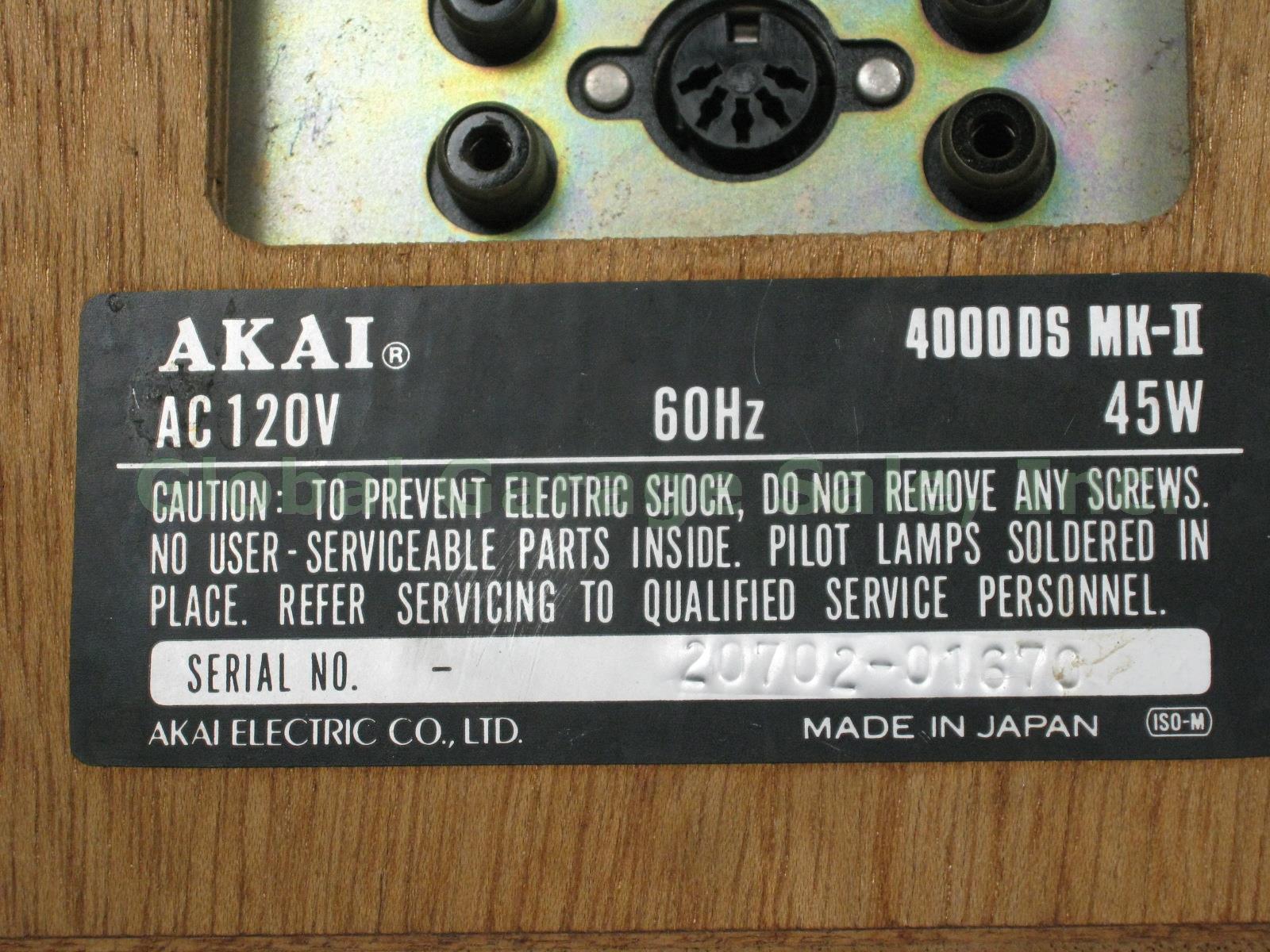 Vtg Akai 4000DS Mk-II Reel-to-Reel Tape Player Recorder Deck 120V AC 60Hz 45W NR 6
