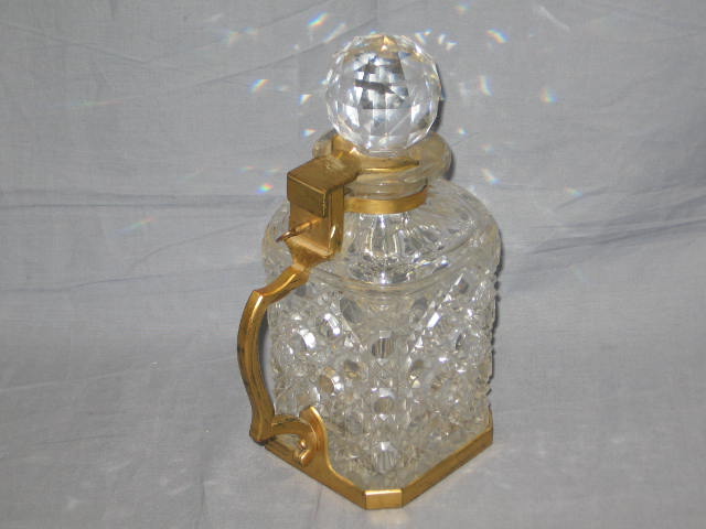 Antique Locking Cut Glass Crystal Liquor Decanter W/Key 1