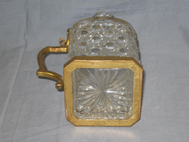 Antique Locking Cut Glass Crystal Liquor Decanter W/Key 4