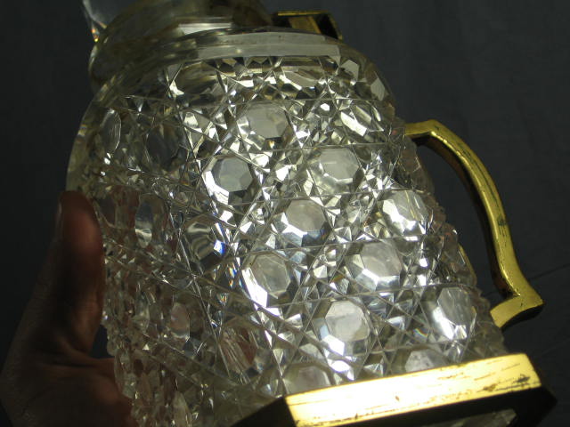 Antique Locking Cut Glass Crystal Liquor Decanter W/Key 5