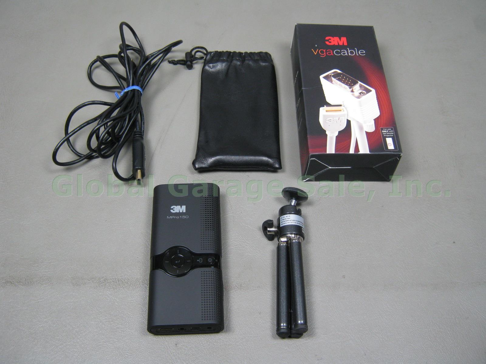 3M MPro 150 Mobile Pocket LED Projector W/ Tripod AV Video VGA Cables Bundle NR