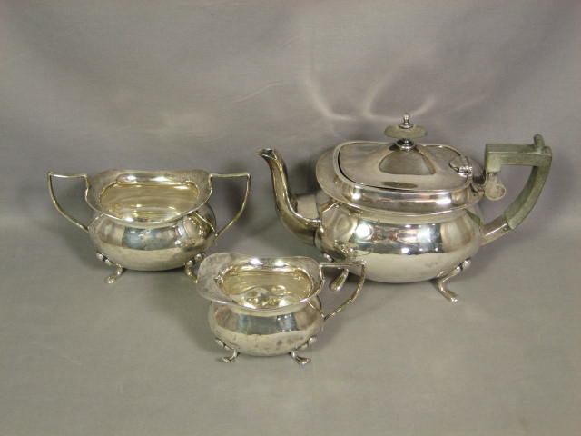 Vintage Sterling Silver Tea Set Teapot Creamer Sugar NR