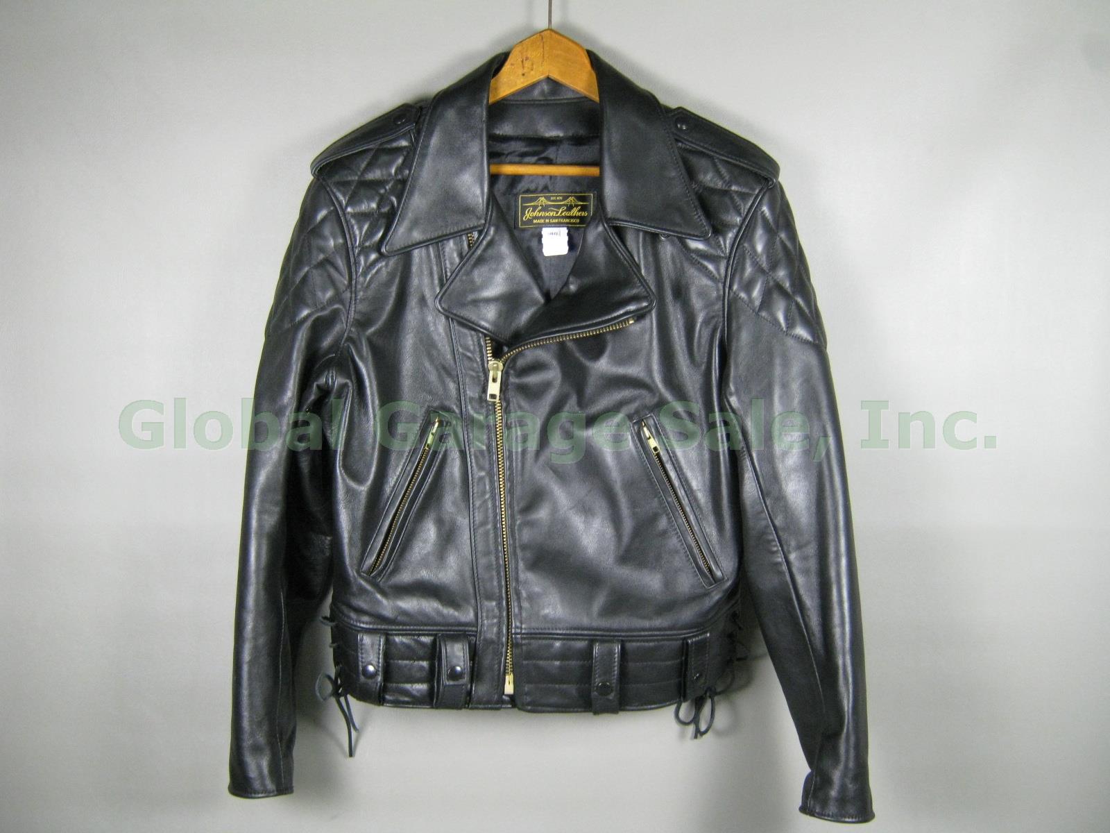 Mens Black Johnson Leathers Motorcycle Biker Jacket San Francisco Size 40 NO RES