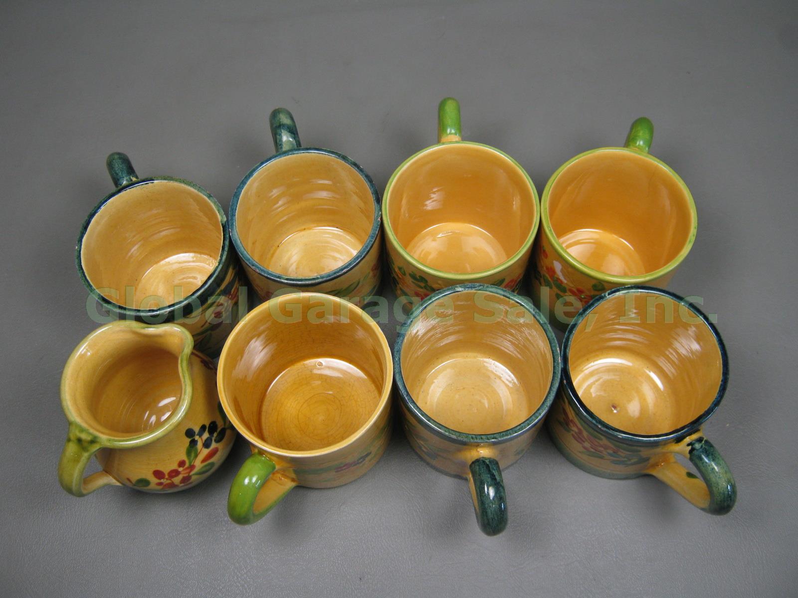 7 Terre e Provence French Art Pottery 4" Mugs Cups + Creamer Cream Pitcher Lot 2