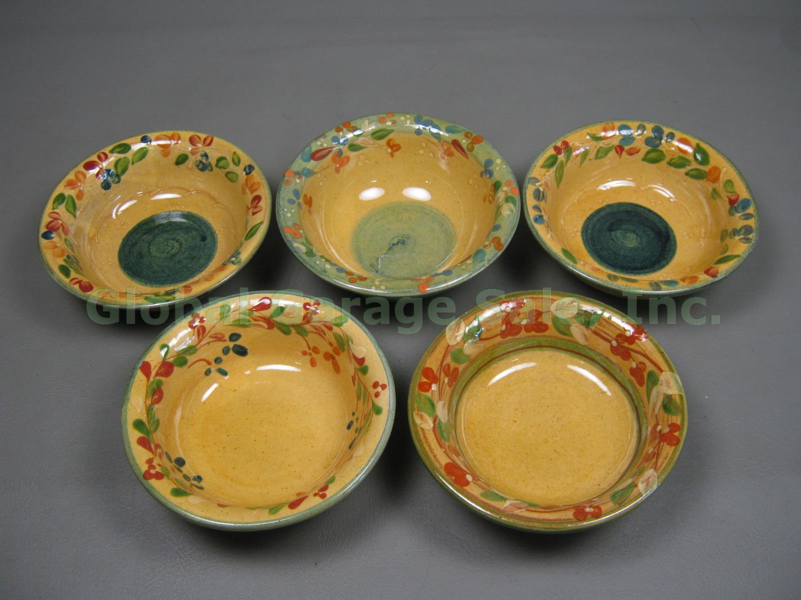 5 Terre e Provence French Art Pottery 6.25" Cereal Soup Bowls Mustard Yellow Set