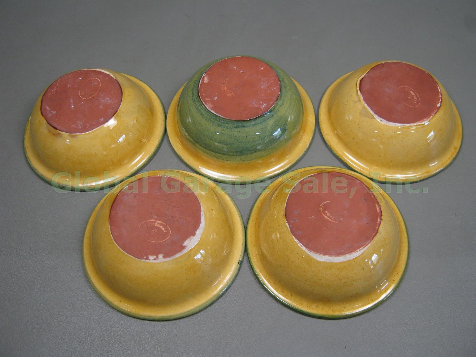 5 Terre e Provence French Art Pottery 6.25" Cereal Soup Bowls Mustard Yellow Set 3