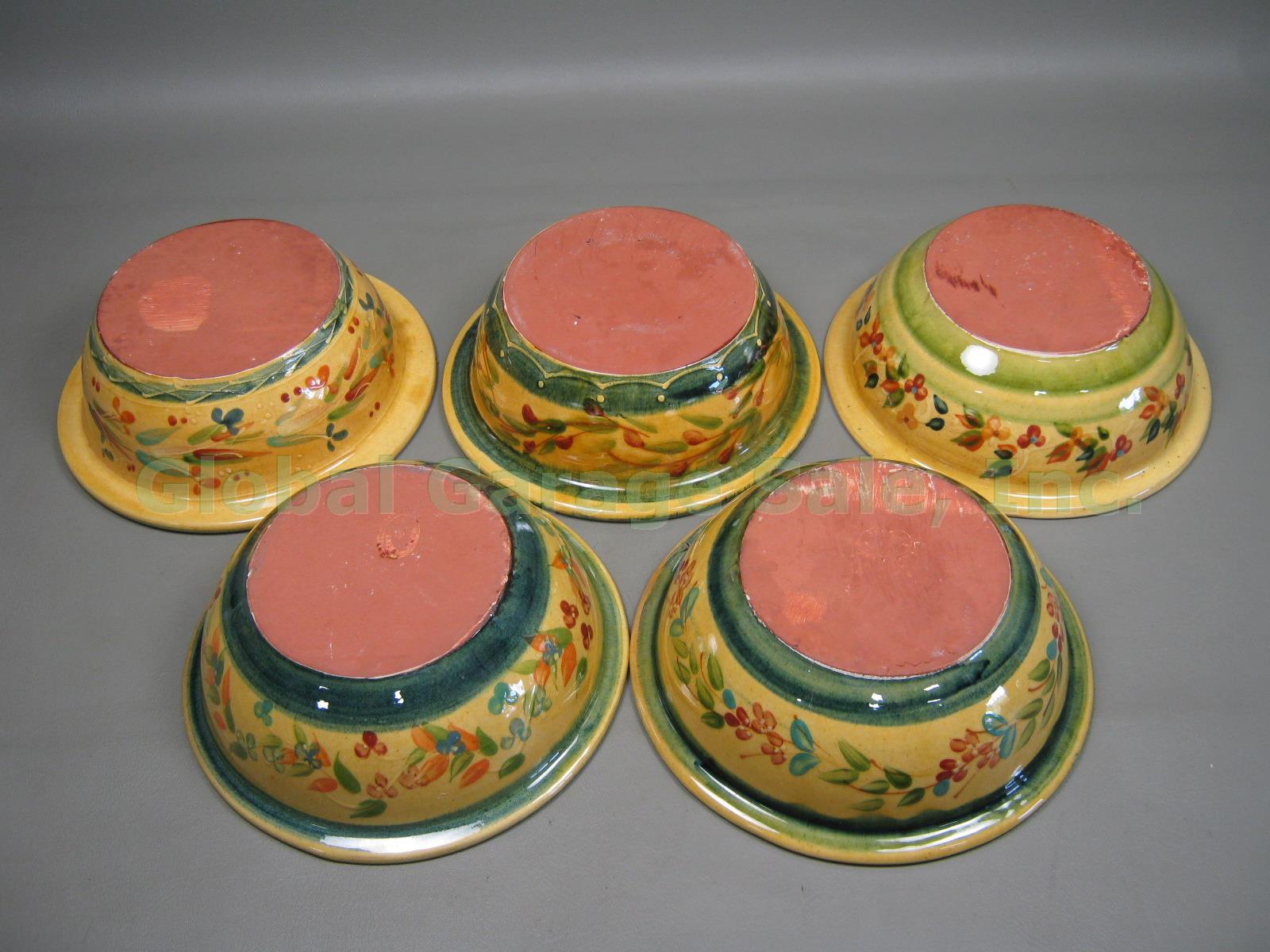 5 Terre e Provence French Art Pottery 9.5" Large Serving Bowls Mustard Yellow NR 1
