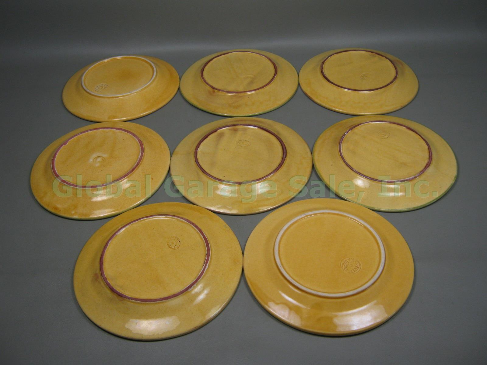 8 Terre e Provence French Art Pottery 9.25" Dinner Plates Mustard Yellow Set Lot 2