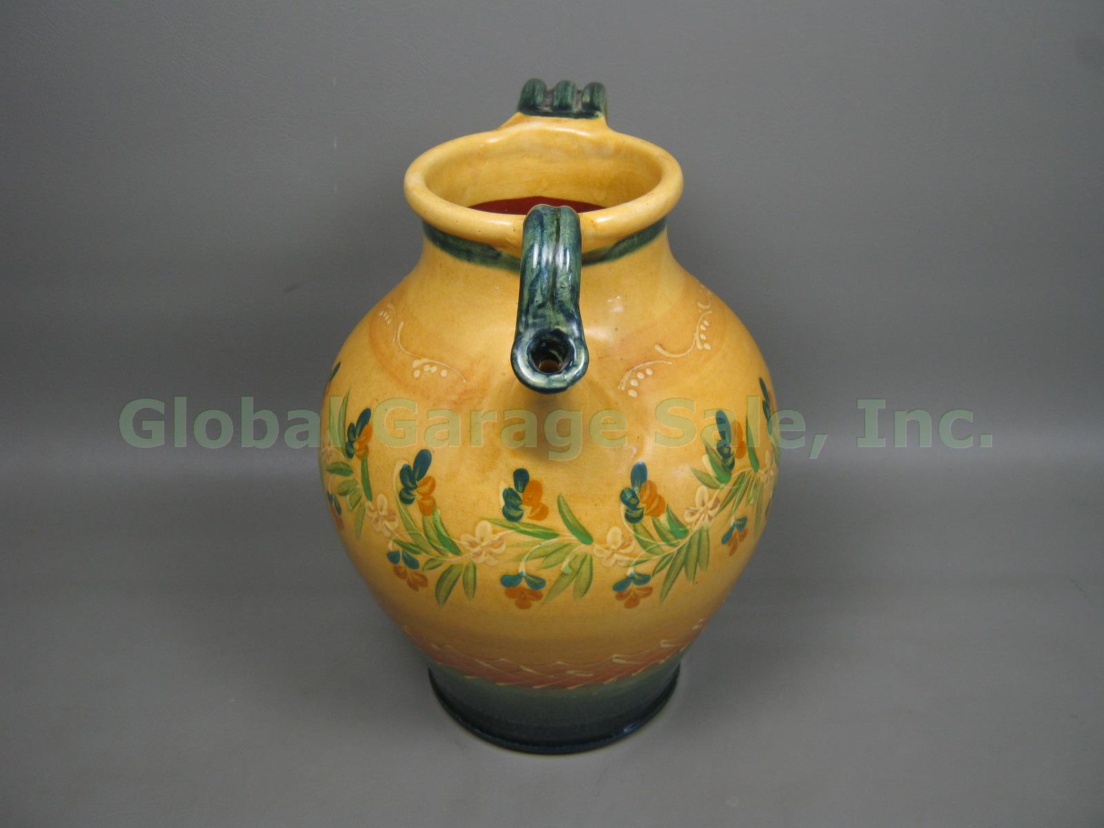 Rare Terre e Provence French Art Pottery Mistral Wine Jug 12" Mustard Yellow NR! 1