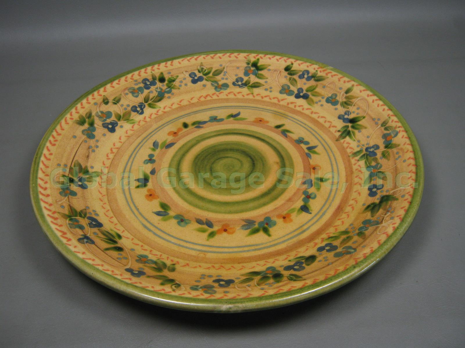 Terre e Provence French Art Pottery 17" Round Serving Platter Mustard Yellow NR!