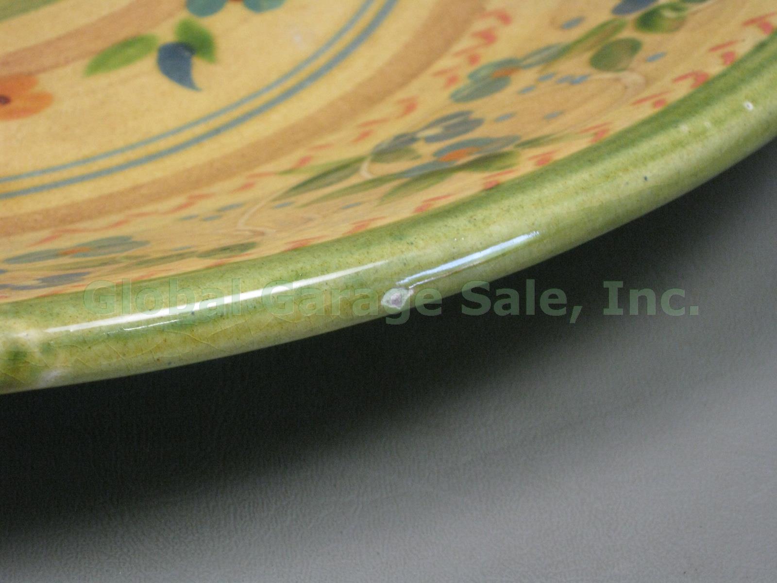 Terre e Provence French Art Pottery 17" Round Serving Platter Mustard Yellow NR! 2