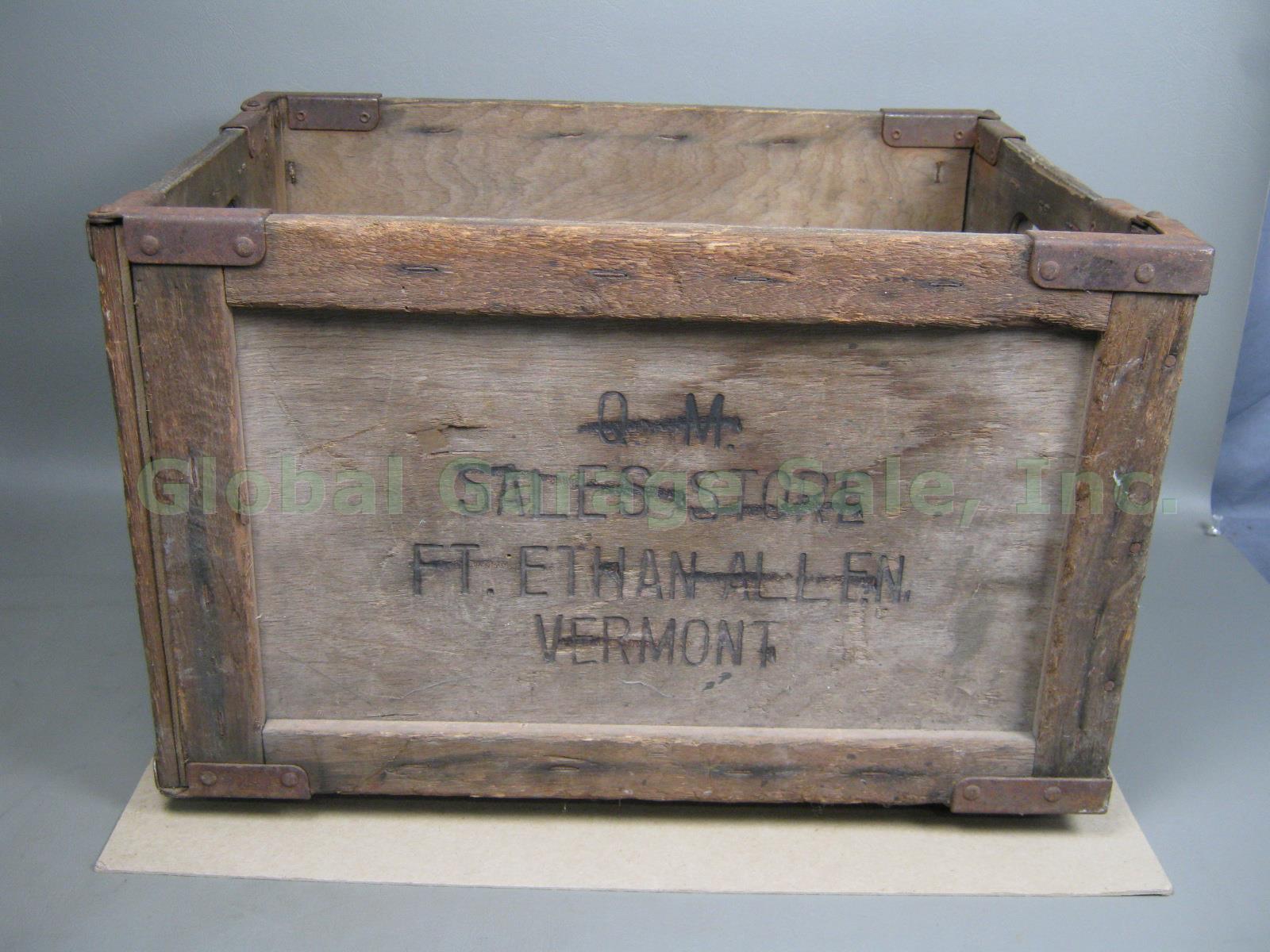 Rare Antique QM Sales Store Fort Ethan Allen Vermont Folding Wood Delivery Crate