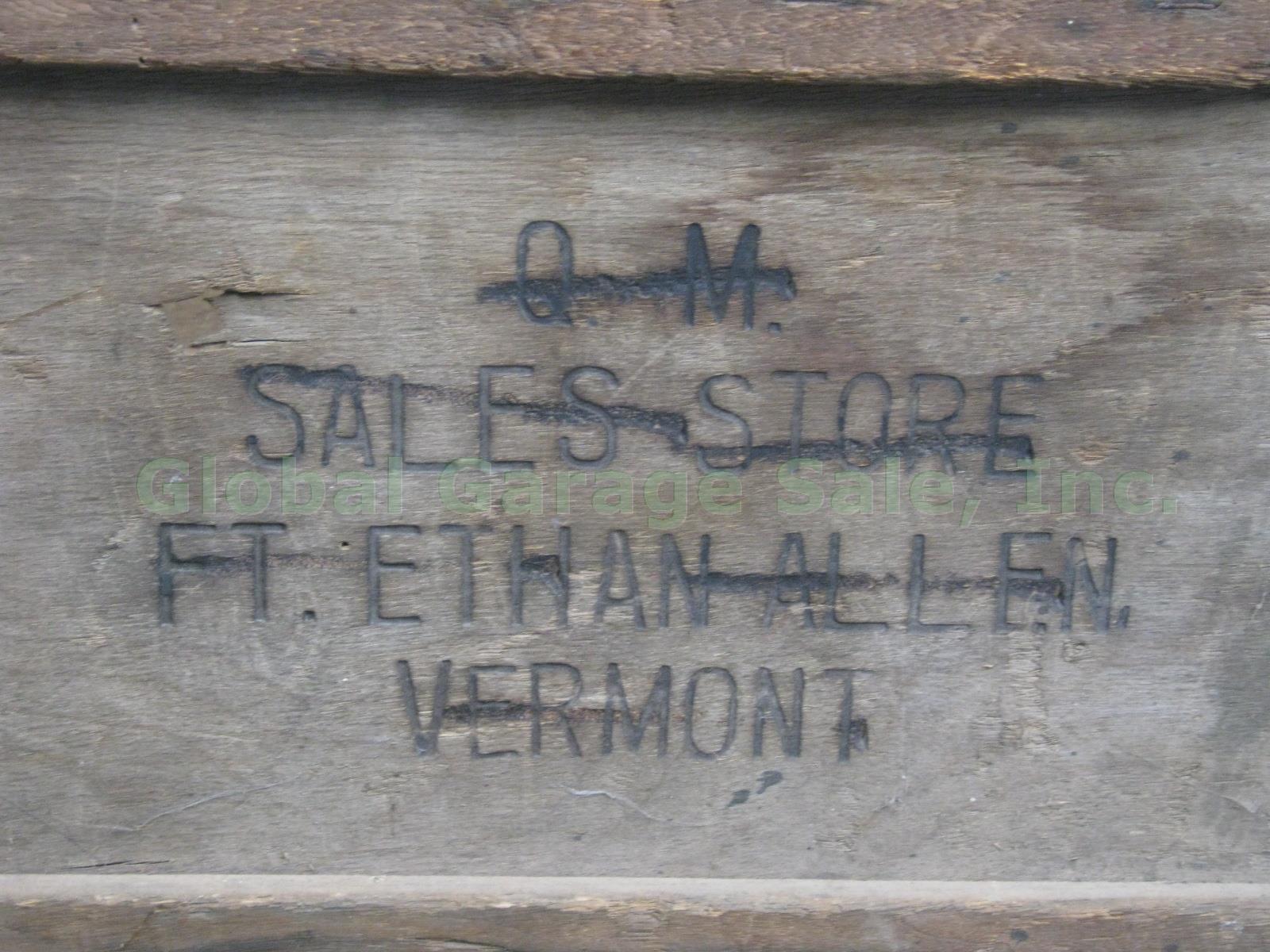 Rare Antique QM Sales Store Fort Ethan Allen Vermont Folding Wood Delivery Crate 1