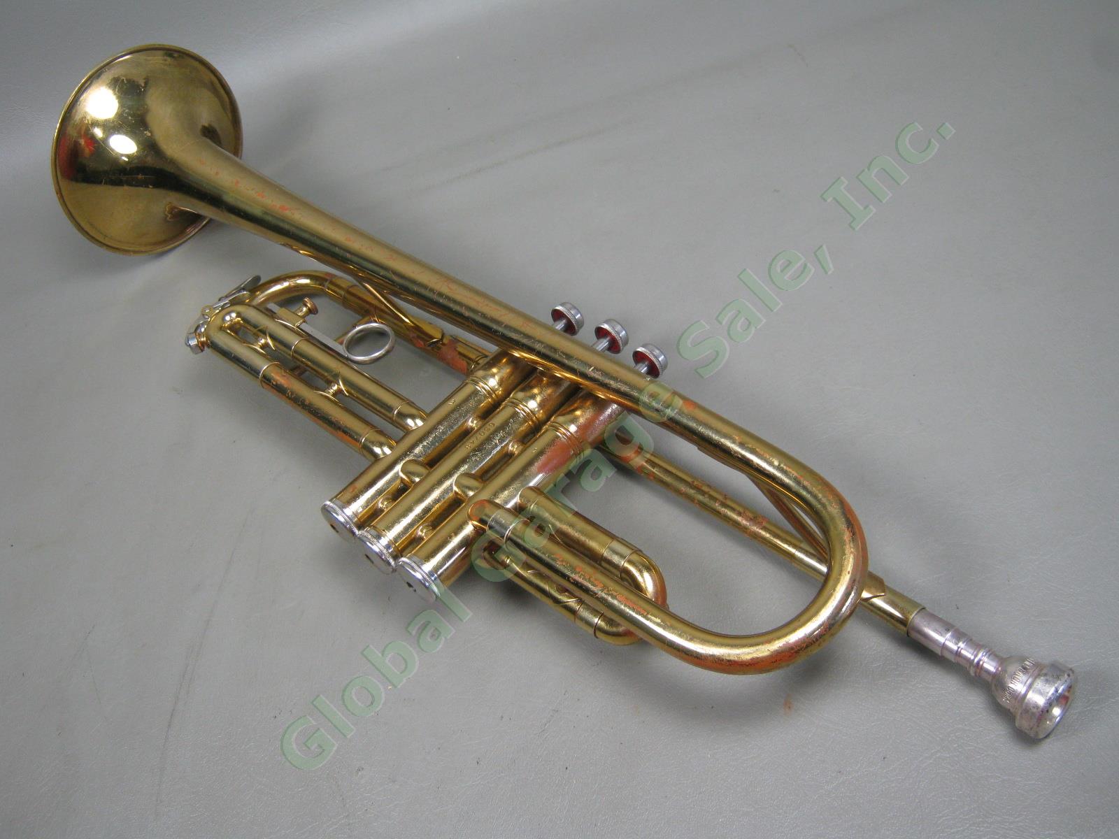 Vtg King Cleveland 600 Trumpet + Vincent Bach 7C Mouthpiece Conn Hard Carry Case 1
