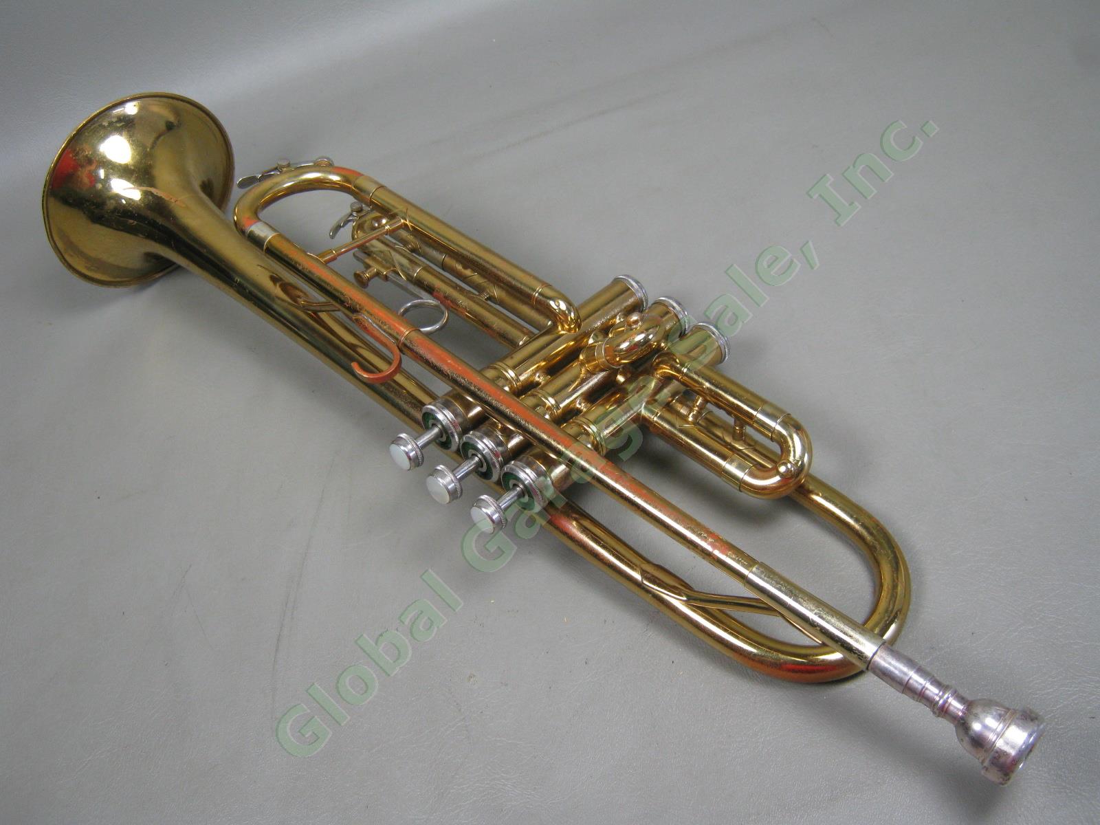 Vtg King Cleveland 600 Trumpet + Vincent Bach 7C Mouthpiece Conn Hard Carry Case 2