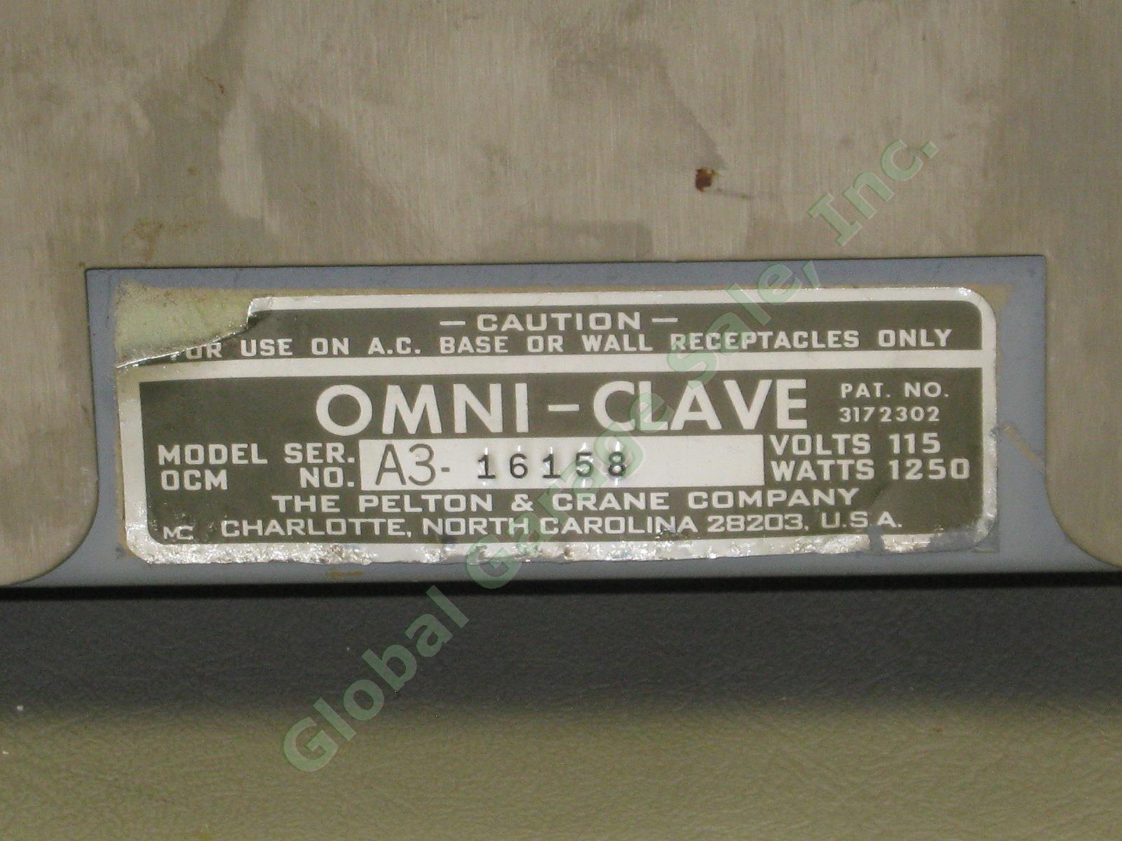 Pelton & Crane Omni-Clave OCM A3 Autoclave Sterilizer Dental Medical Tattoo Vet 7