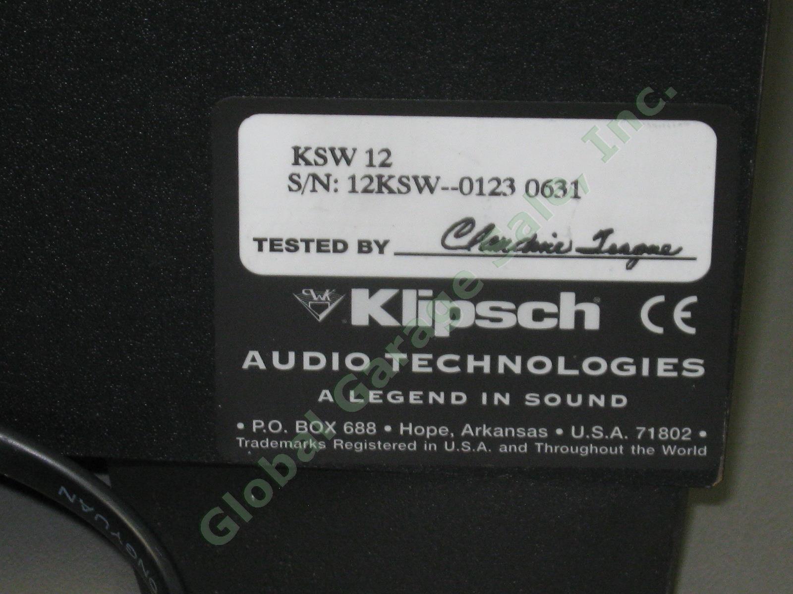 Klipsch 12" 300W Powered Subwoofer KSW-12 One Owner Excellent Condition No Res! 4