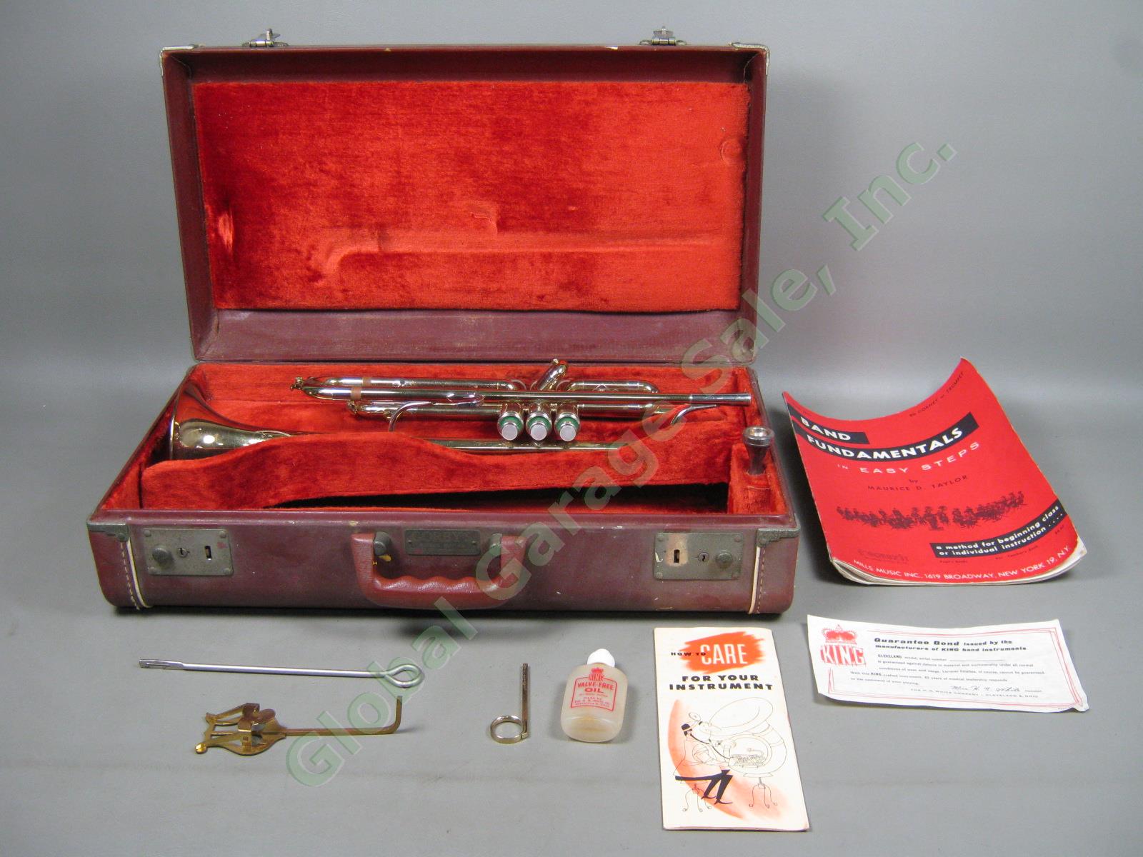 Vtg 1920s H.N White King Cleveland Superior Trumpet 102221 M18 Mouthpiece Case +