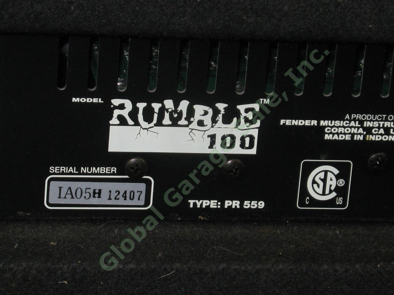 Fender Rumble 100 Bass Guitar Combo Amp Amplifier 1x15 15" Inch Speaker PR-559 6