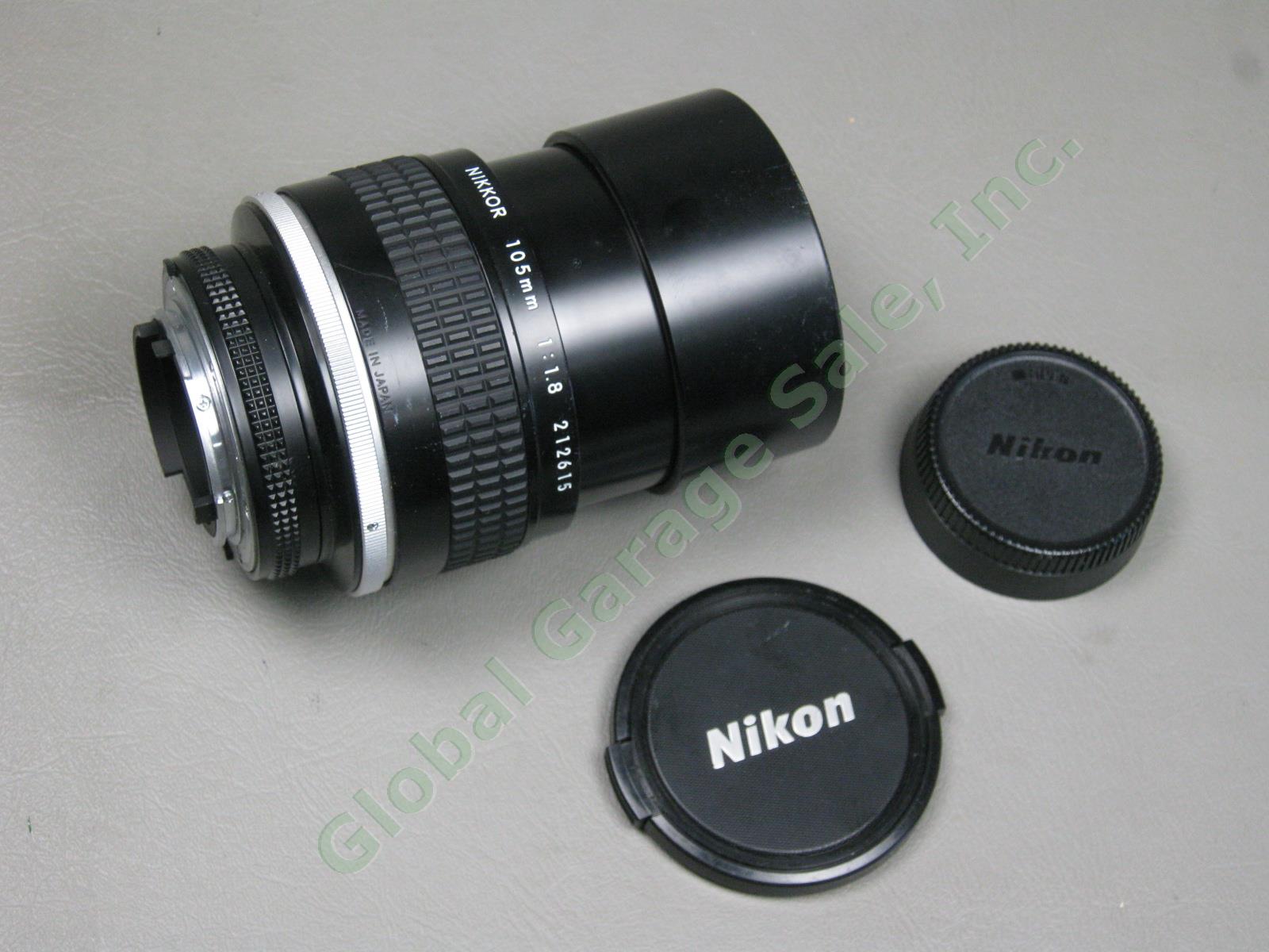 Nikon Nikkor 105mm 1:1.8 f/1.8 Telephoto Camera Lens #212615 Nice! No Reserve! 5