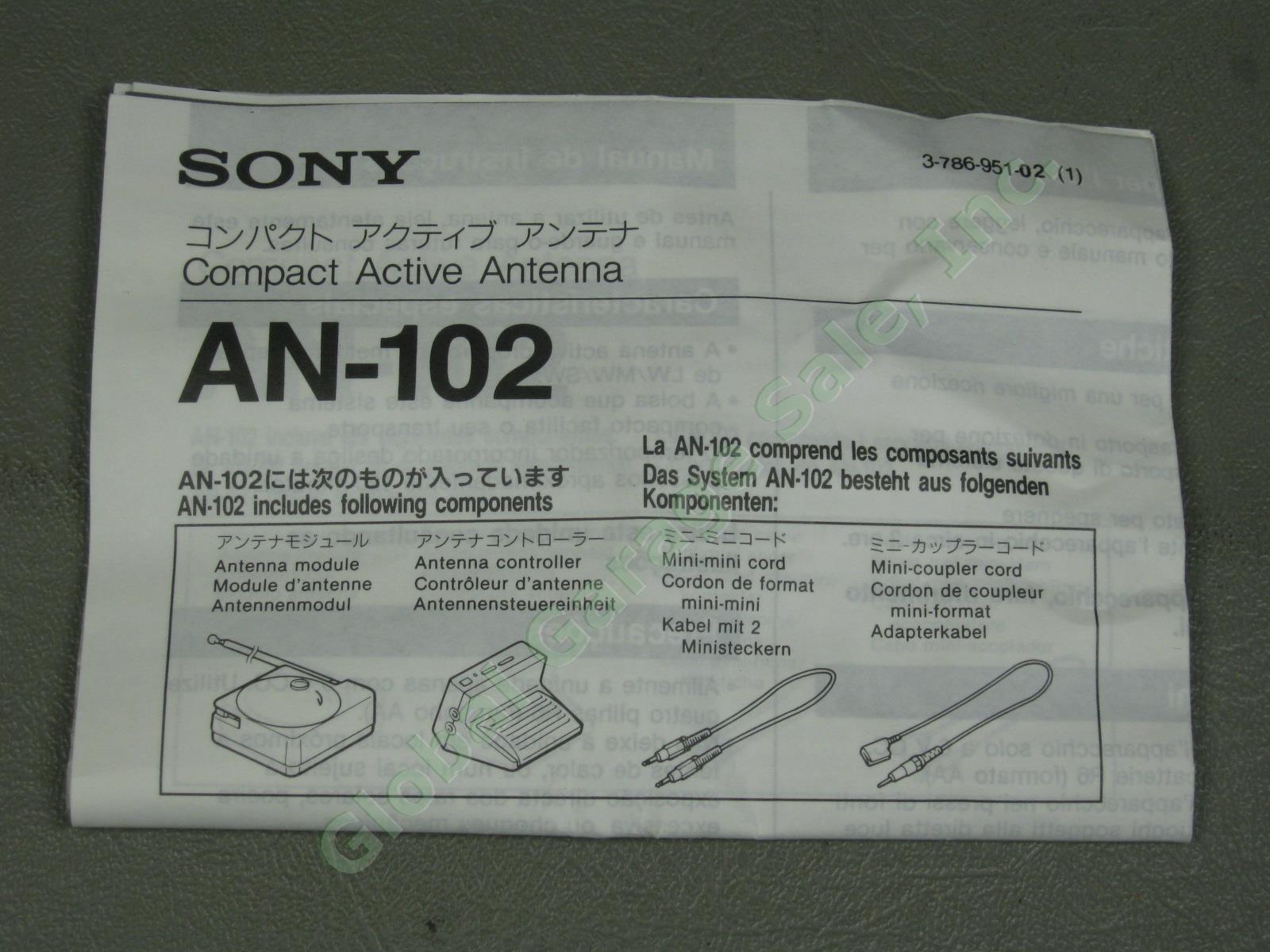 Sony AN-102 Compact Active Wide Range Radio Antenna w/ Controller + Cable + Case 5