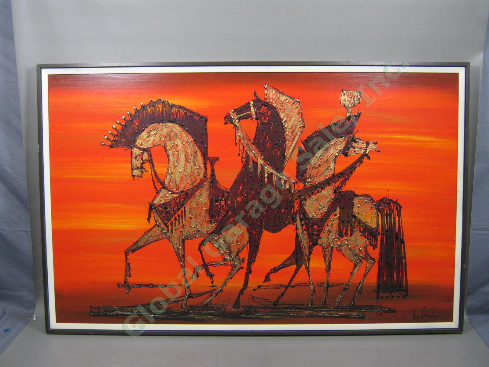 Vtg Original Signed Van Gaard Mid Century Modern Horse Oil Painting Bought 1966