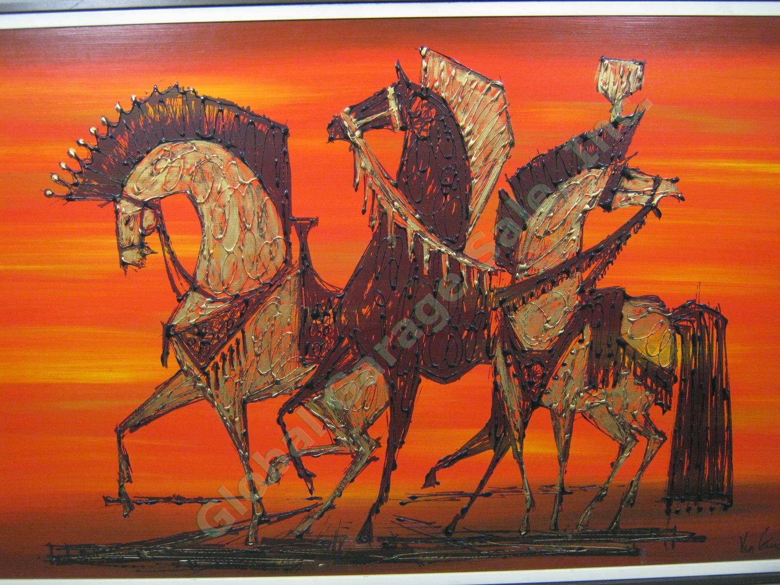 Vtg Original Signed Van Gaard Mid Century Modern Horse Oil Painting Bought 1966 1