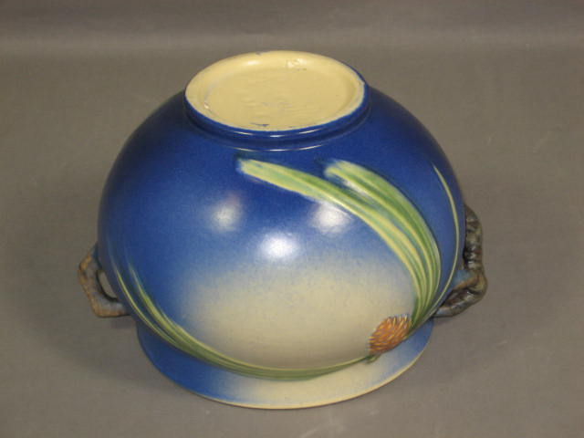 Vintage Roseville Blue Pinecone Jardiniere Bowl 632-6 3