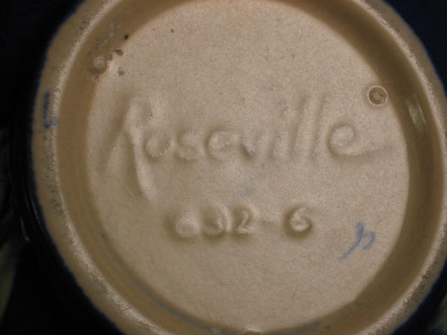 Vintage Roseville Blue Pinecone Jardiniere Bowl 632-6 4