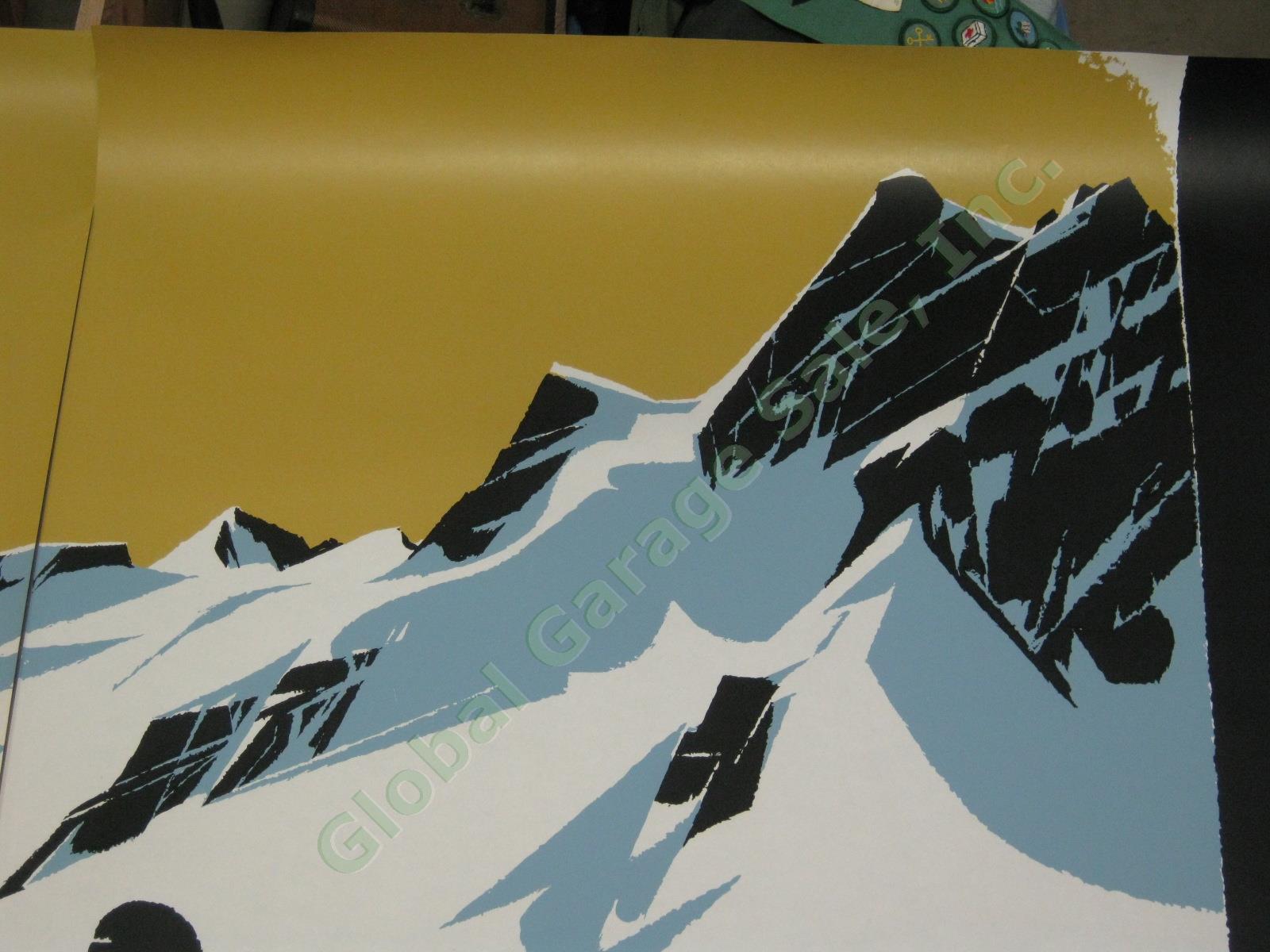 RARE Vintage 3-Panel Jungfraujoch Jungfrau Railway Travel Ski Poster Switzerland 5